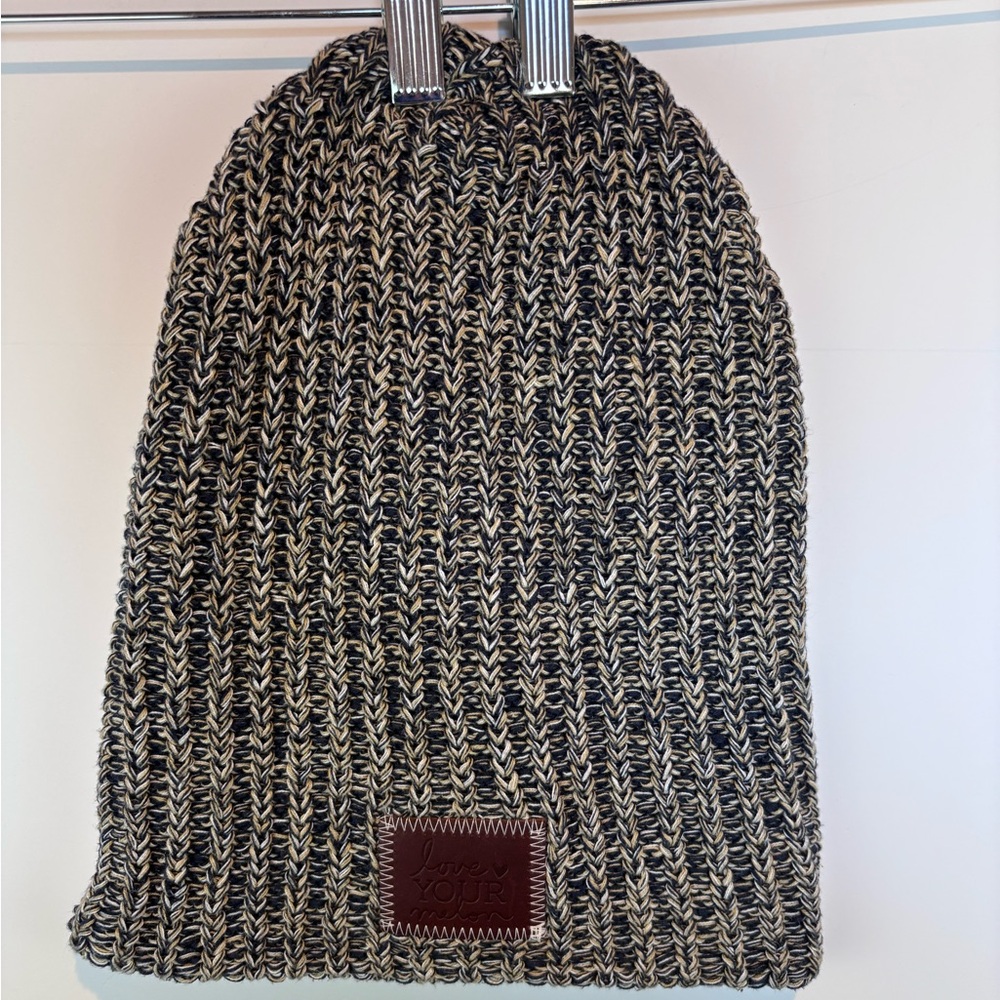 Love Your Melon Black & Tan Knit Beanie | 100% Cotton | Made in USA